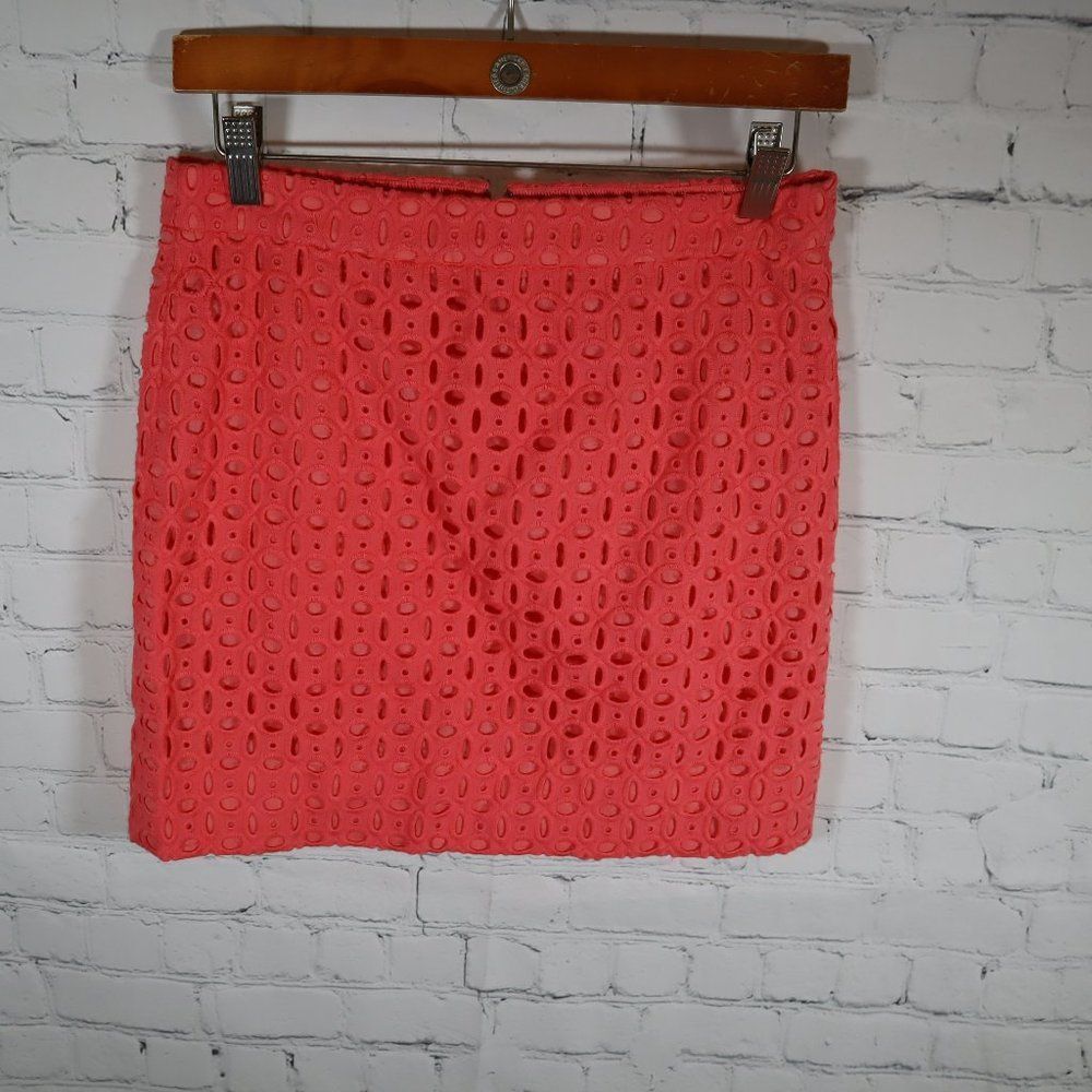 J. Crew Coral Eyelet Mini Skirt Women's Size 0